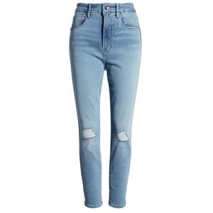 NWT Good American Curve Skinny Crop Distress Knee